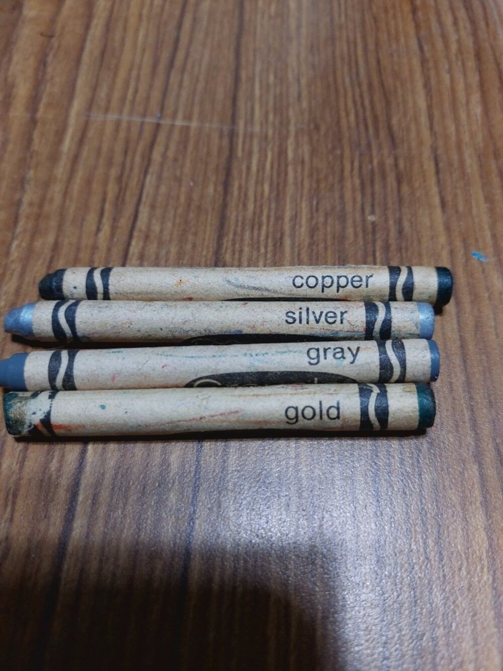 Crayola Crayons Binney & Smith Gold Silver Copper Gray Shades Lot Of 4